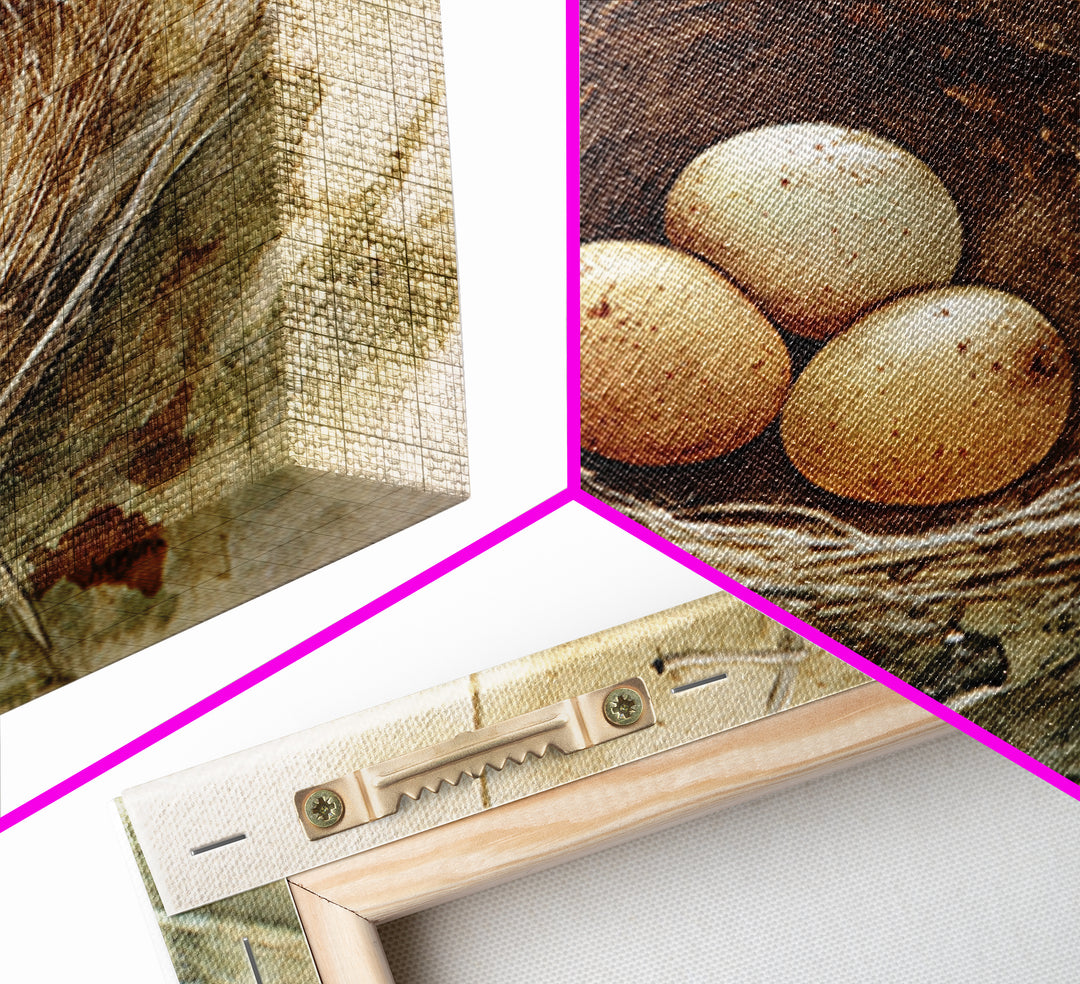 Bird Nest with Eggs and Delicate Twigs Canvas Print, Bird Art, Mid Century Wall Art, Living Room Decor, Fine Art, Flight, BIR-3x2-98