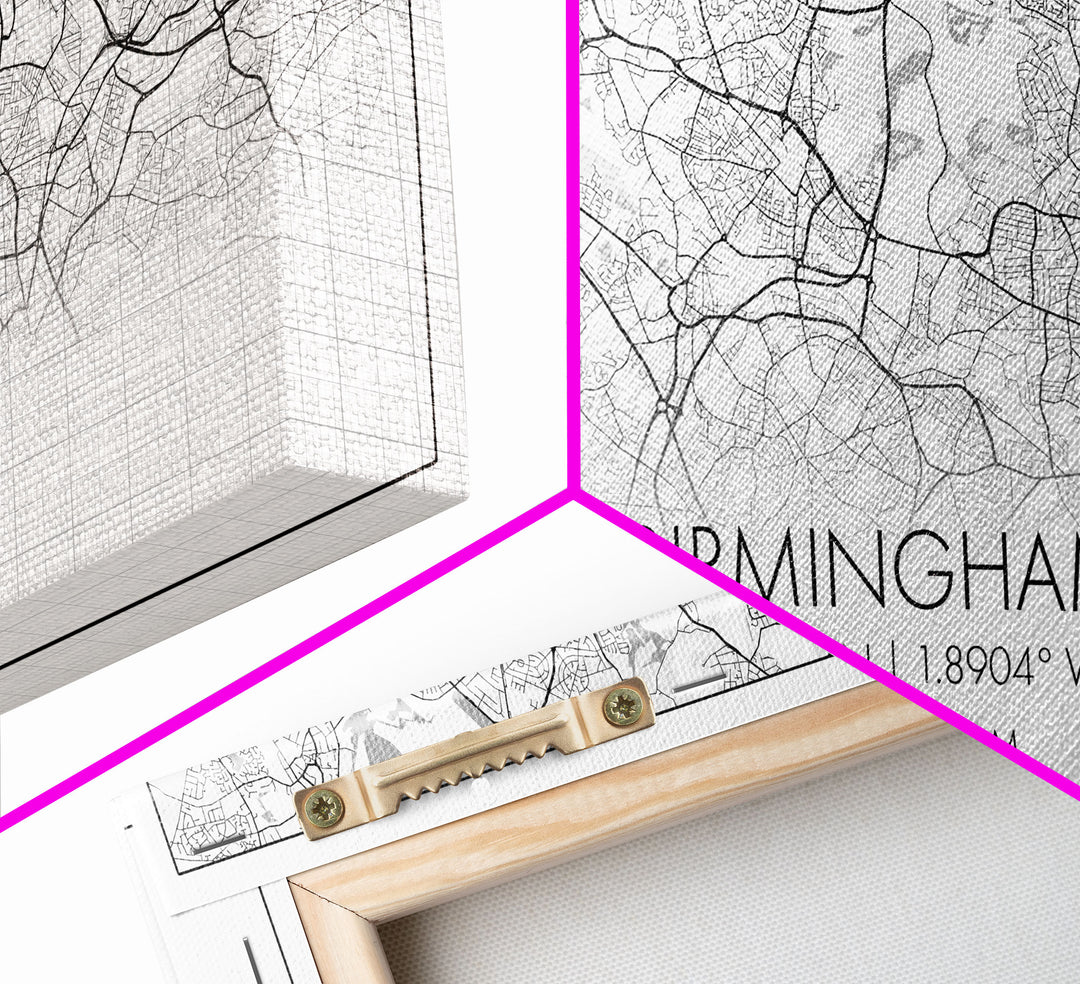 Birmingham Street Map, United Kingdom Map, Map Print, Modern Art, Wall Art, Canvas Art, Grandma Gifts, Dorm Décor, Office Wall Art, Prints