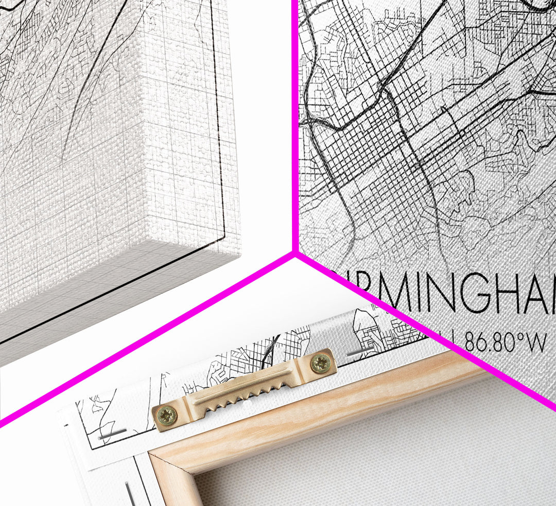 Birmingham Street Map, Alabama Map, Map Print, Modern Art, Wall Art, Canvas Print, Hometown Gifts, Entryway Décor, Farmhouse Wall Art