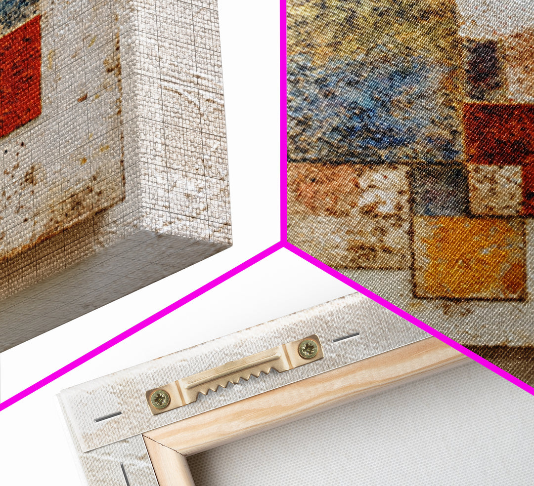 Abstract Clay Shapes Framed Canvas Print, Boho Art, Textured Painting, Living Room Decor, Abstract Art, Bohemian, BOH-1x1-40