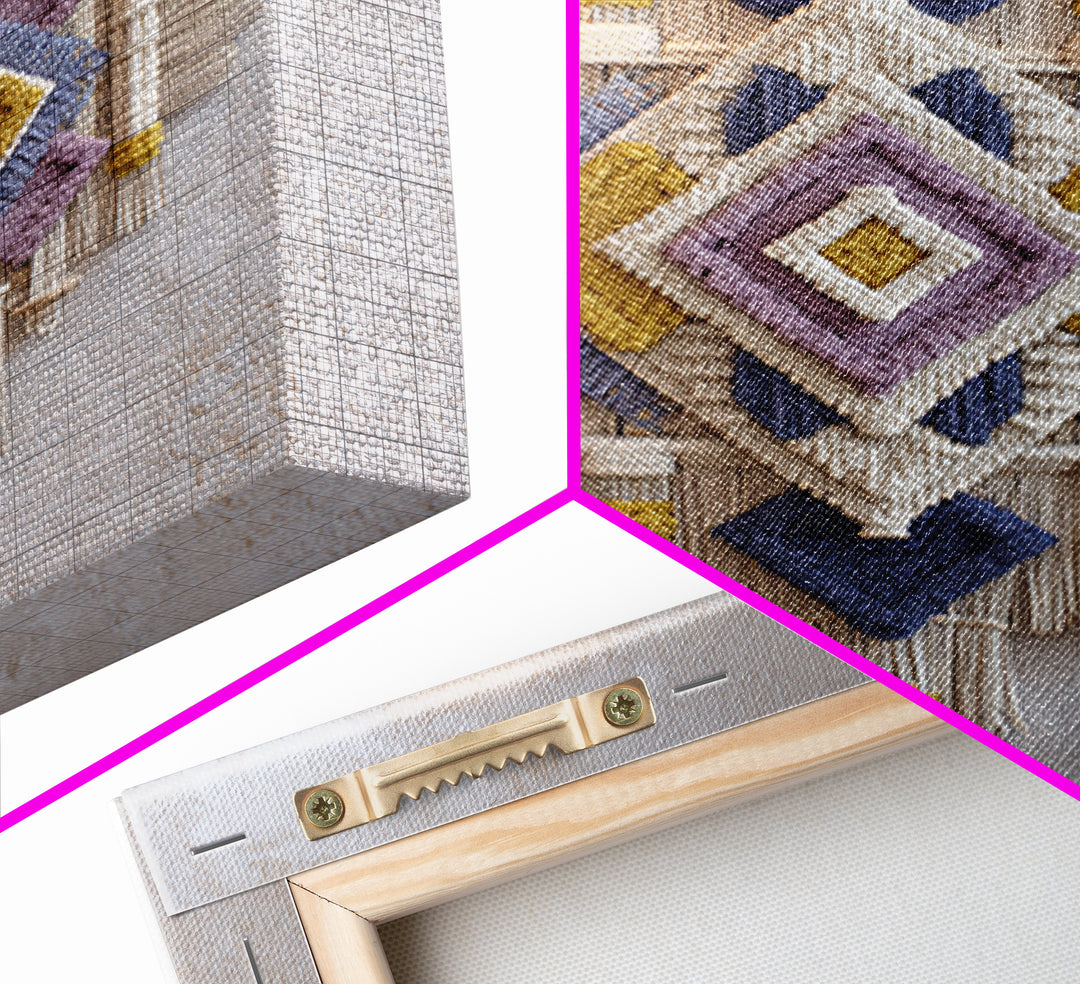 Macrame Geometric Fringe Pattern Canvas Print, Boho Art, Neutral Decor, Living Room Decor, Abstract Art, Bohemian, Wall Decor, BOH-1x1-55