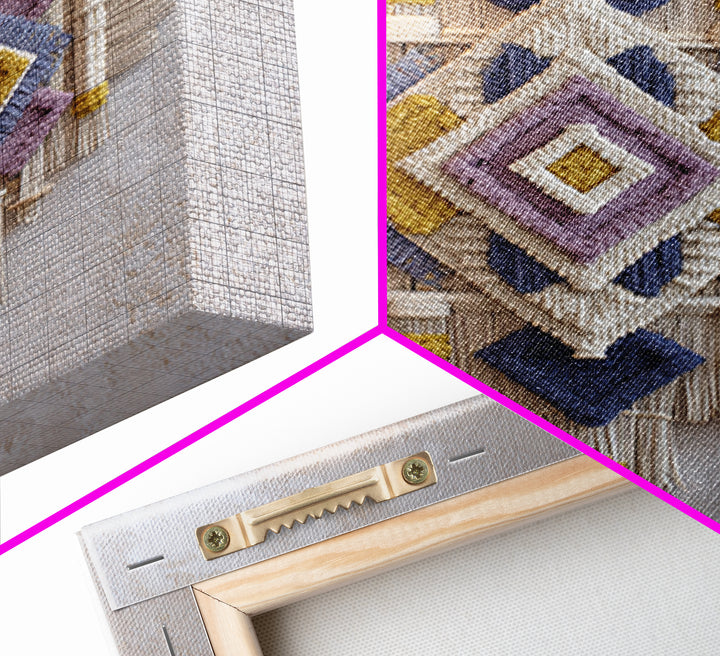Macrame Geometric Fringe Pattern Canvas Print, Boho Art, Neutral Decor, Living Room Decor, Abstract Art, Bohemian, Wall Decor, BOH-1x1-55
