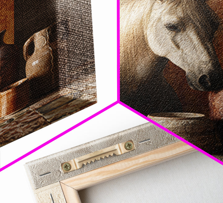 Wild Horse in Dusty Golden Light Framed Canvas Print, Boho Art, Boho, Living Room Decor, Fine Art, Bohemian, Wall Art Print, BOH-1x1-56