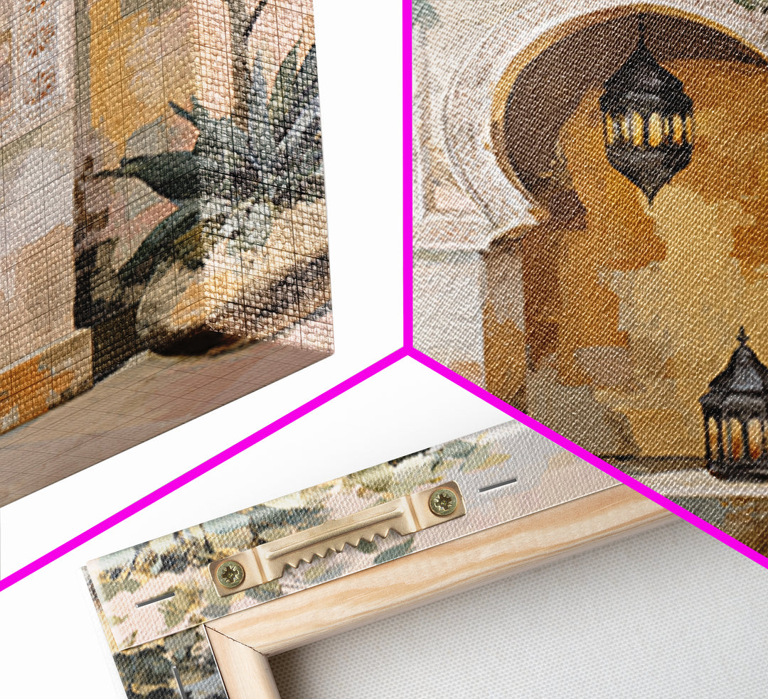 Hand Painted Moroccan Arch Framed Canvas Print, Boho Art, Statement Artwork, Living Room Decor, Fine Art, Bohemian, Art Prints, BOH-1x1-67