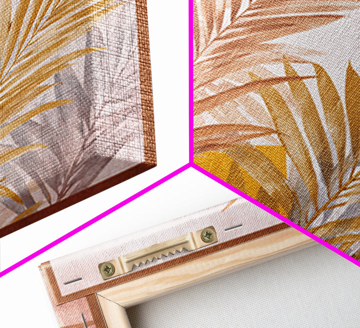 Terracotta Palm Leaves Canvas Print, Boho Art, Printable Wall Art, Living Room Decor, Fine Art, Bohemian, Abstract Wall Art, BOH-1x1-77