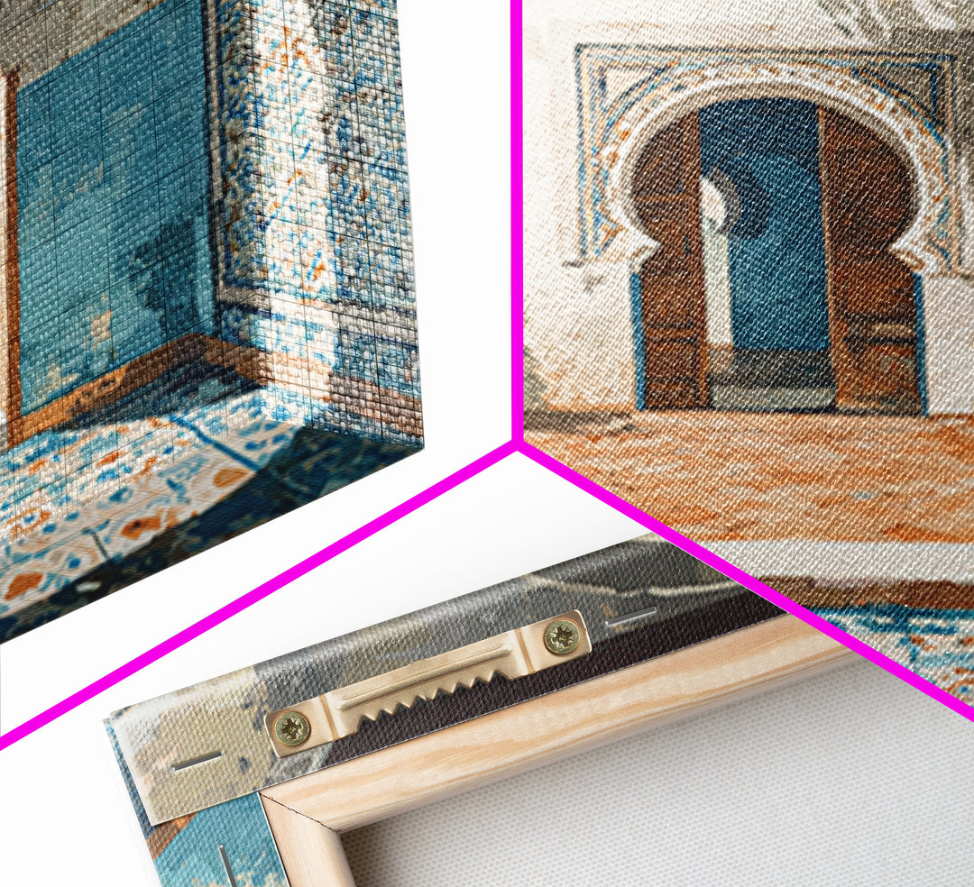 Hand Painted Moroccan Arch Canvas Print, Boho Art, Minimalist Decor, Living Room Decor, Fine Art, Bohemian, Digital Wall Art, BOH-1x1-91