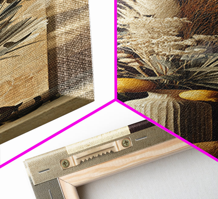 Bohemian Vase with Dried Pampas Grass Canvas Print, Boho Art, Art, Living Room Decor, Watercolor Art, Bohemian, Wallart, BOH-1x3-21