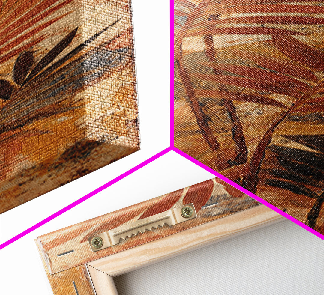 Terracotta Palm Leaves Canvas Print, Boho Art, Neutral Decor, Living Room Decor, Fine Art, Bohemian, Wall Decor, Prints, BOH-1x3-41