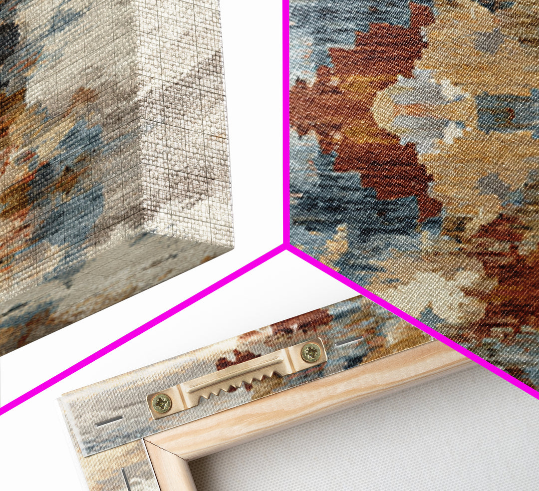 Tribal Neutral Pattern Framed Canvas Print, Boho Art, Textured Painting, Living Room Decor, Fine Art, Bohemian, BOH-1x3-50