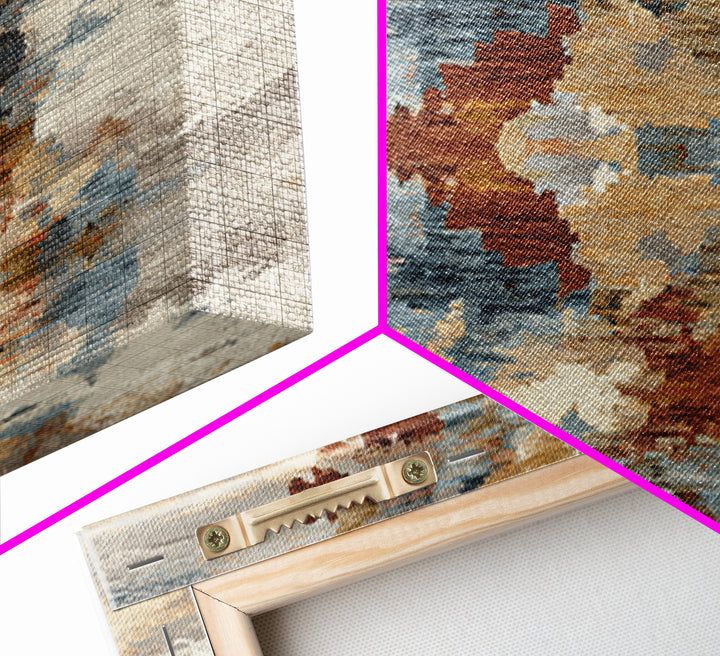 Tribal Neutral Pattern Framed Canvas Print, Boho Art, Textured Painting, Living Room Decor, Fine Art, Bohemian, BOH-1x3-50