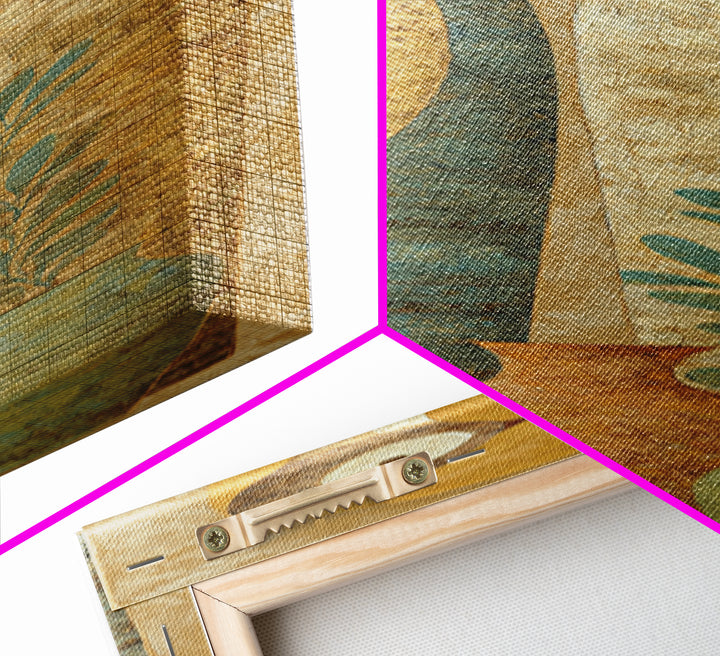Boho Bird Pair Canvas Print, Boho Art, Modern Wall Art, Living Room Decor, Fine Art, Bohemian, Textured Painting, BOH-1x3-56
