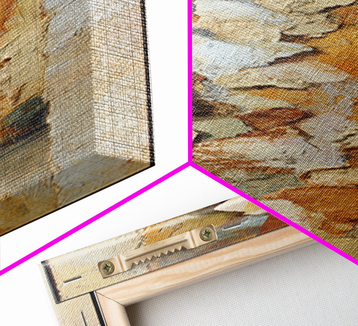 Organic Shape Collage Framed Canvas Print, Boho Art, Boho Decor, Living Room Decor, Fine Art, Bohemian, Textured Painting, BOH-1x3-84