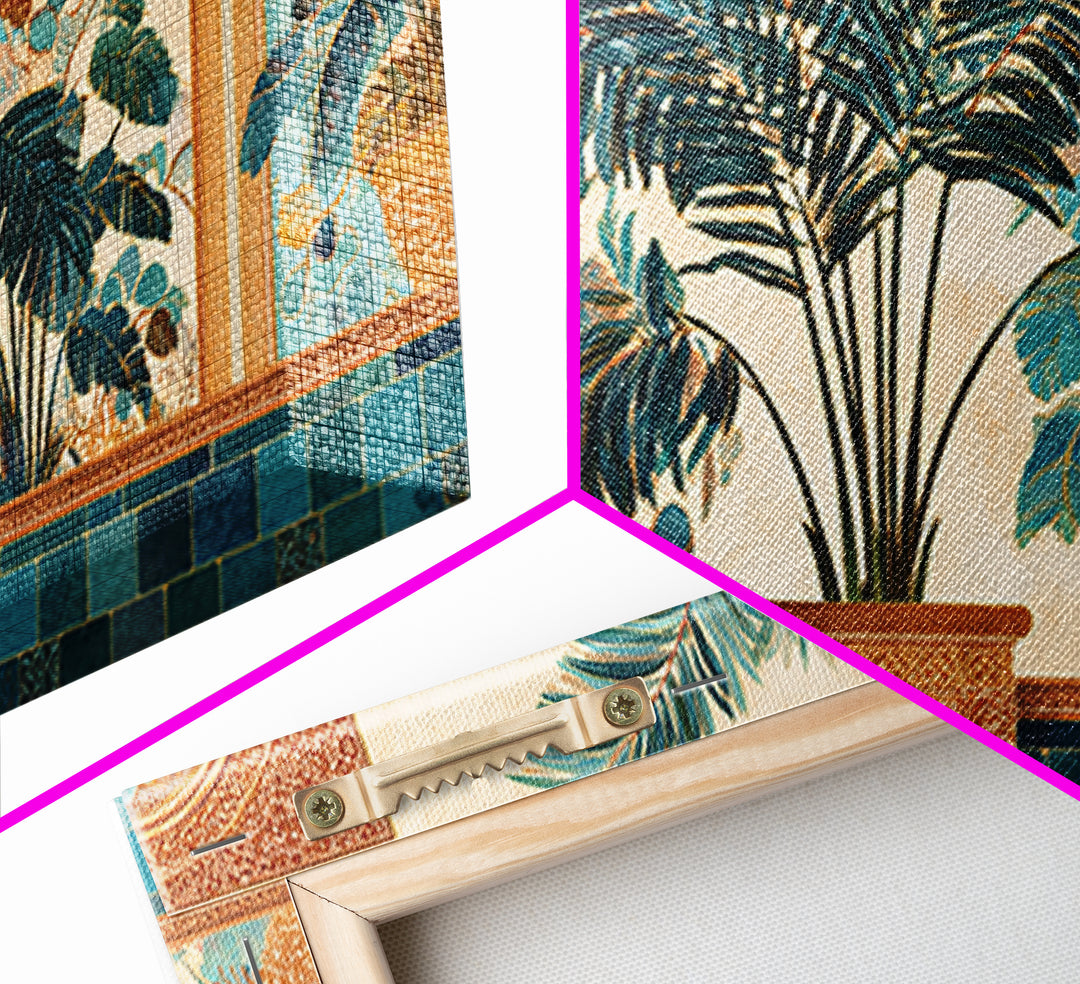 Terracotta Palm Leaves Framed Canvas Print, Boho Art, Wallart, Living Room Decor, Fine Art, Bohemian, Living Room Wall Art, BOH-2x1-1