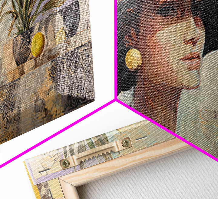 Desert Woman Portrait Framed Canvas Print, Boho Art, Boho Wall Art, Living Room Decor, Fine Art, Bohemian, Statement Artwork, BOH-2x1-11