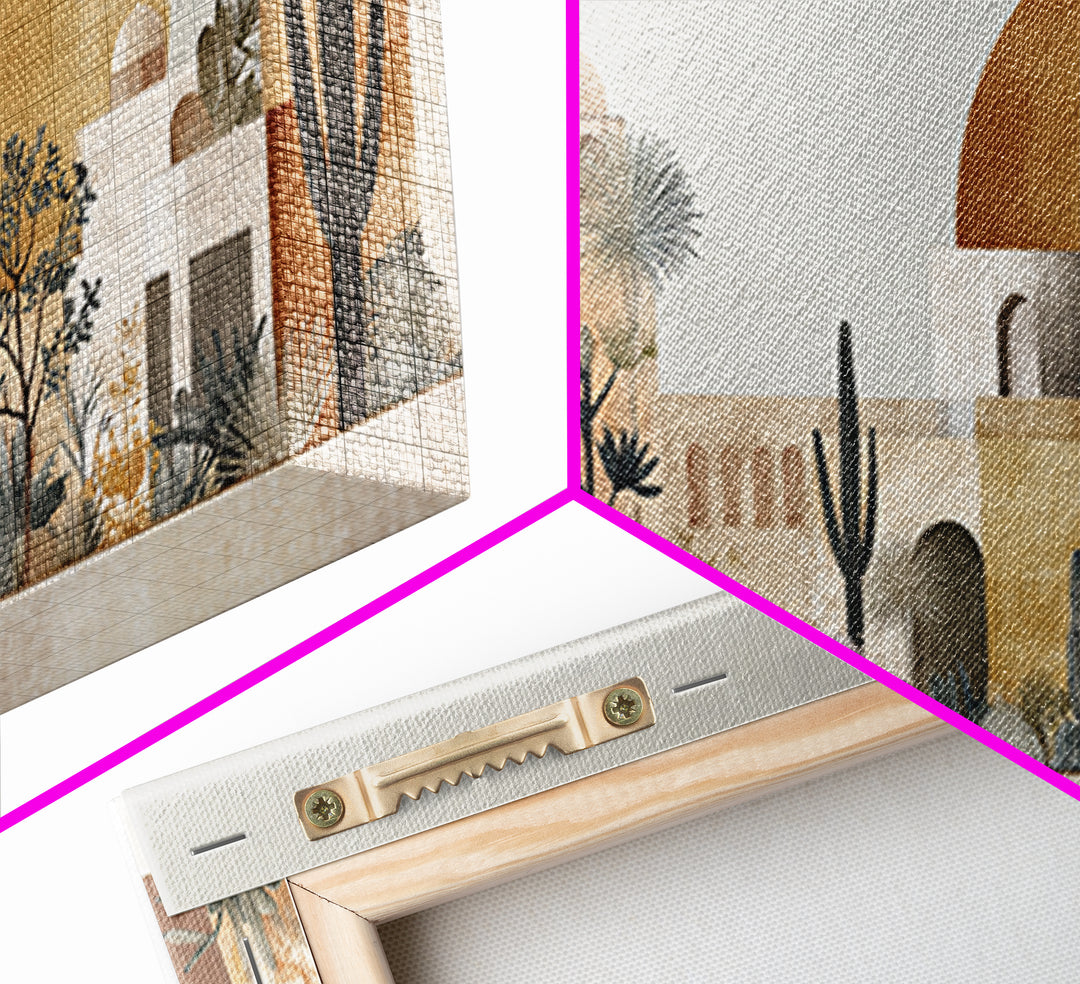 Desert Sun with Cactus and Warm Clay Canvas Print, Boho Art, Artwork, Living Room Decor, Fine Art, Bohemian, Boho Decor, BOH-2x1-21