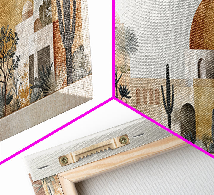 Desert Sun with Cactus and Warm Clay Canvas Print, Boho Art, Artwork, Living Room Decor, Fine Art, Bohemian, Boho Decor, BOH-2x1-21