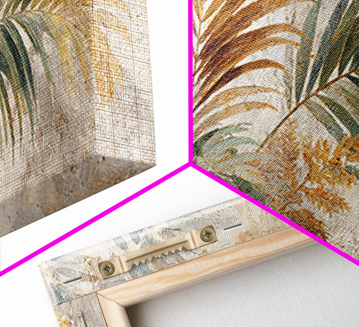 Terracotta Palm Leaves Framed Canvas Print, Boho Art, Wallart, Living Room Decor, Fine Art, Bohemian, Living Room Wall Art, BOH-2x1-25