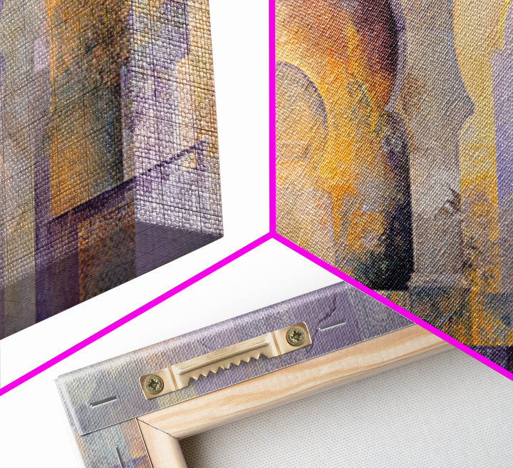 Hand Painted Moroccan Arch Canvas Print, Boho Art, Mid Century Modern, Living Room Decor, Oil Painting, Bohemian, Boho Wall Art, BOH-2x1-39