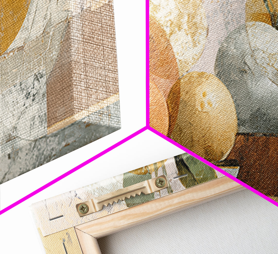 Organic Shape Collage Framed Canvas Print, Boho Art, Art Nouveau, Living Room Decor, Abstract Art, Bohemian, Wall Print, BOH-2x1-92