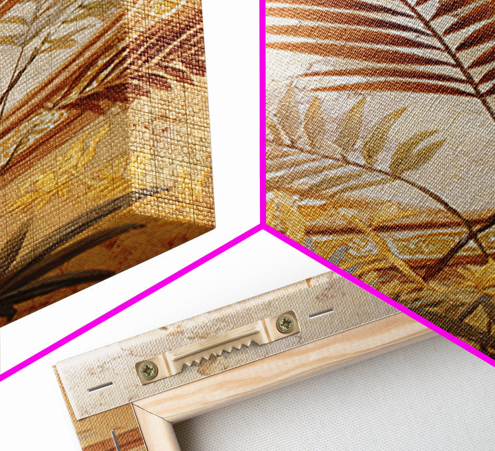 Terracotta Palm Leaves Framed Canvas Print, Boho Art, Digital Print, Living Room Decor, Fine Art, Bohemian, Gallery Decor, BOH-2x3-37