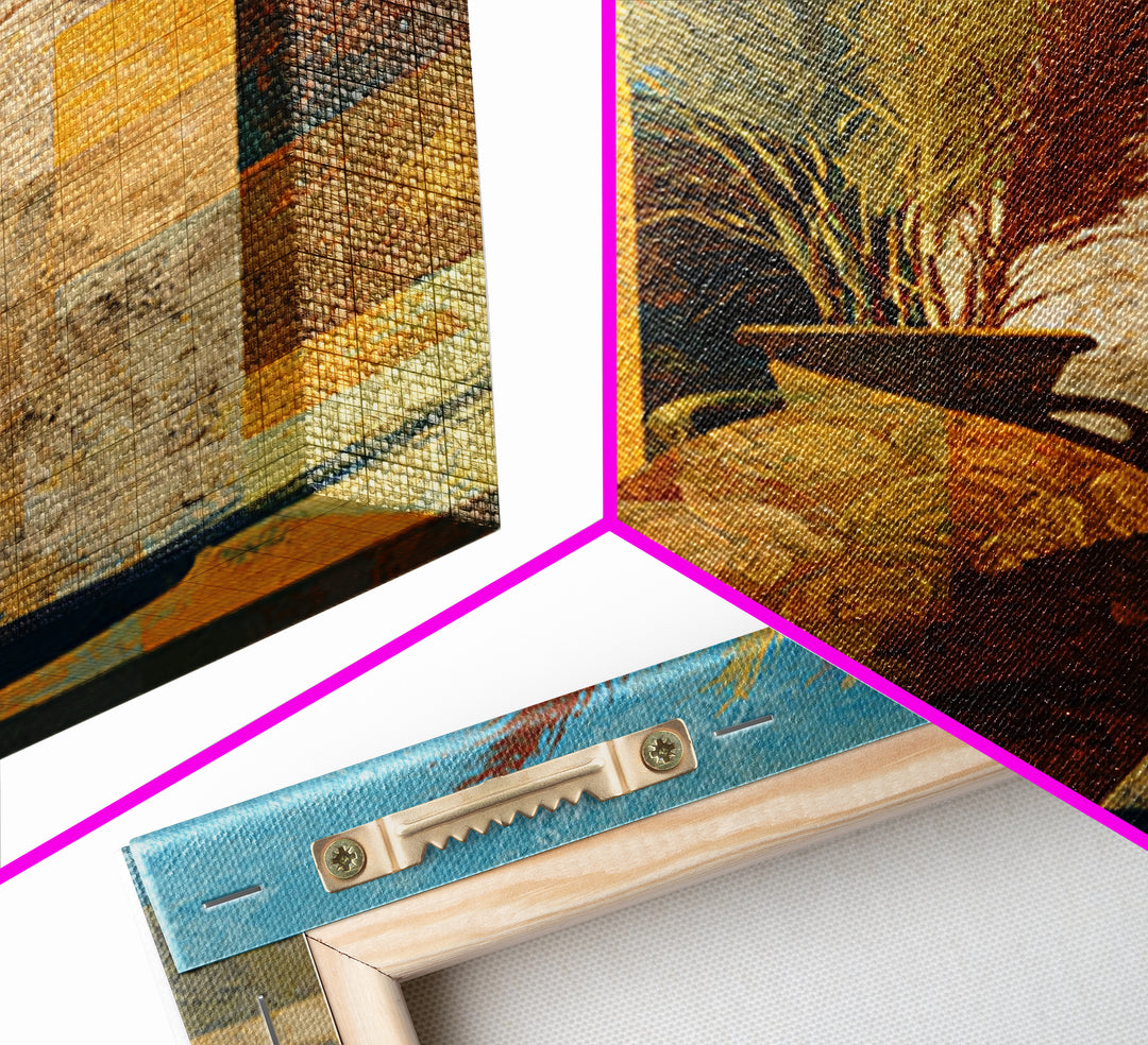 Bohemian Vase with Dried Pampas Grass Framed Canvas Print, Boho Art, Printable Art, Living Room Decor, Abstract Art, Bohemian, BOH-2x3-41