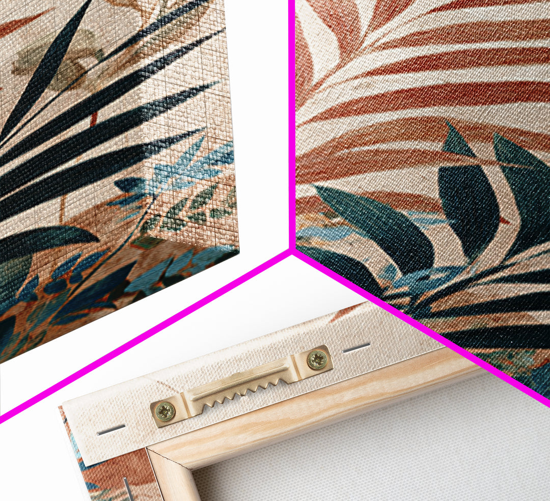 Terracotta Palm Leaves Canvas Print, Boho Art, Wall Art Print, Living Room Decor, Fine Art, Bohemian, Luxury Decor, BOH-2x3-61