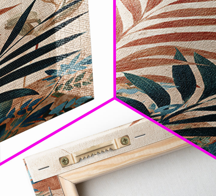Terracotta Palm Leaves Canvas Print, Boho Art, Wall Art Print, Living Room Decor, Fine Art, Bohemian, Luxury Decor, BOH-2x3-61