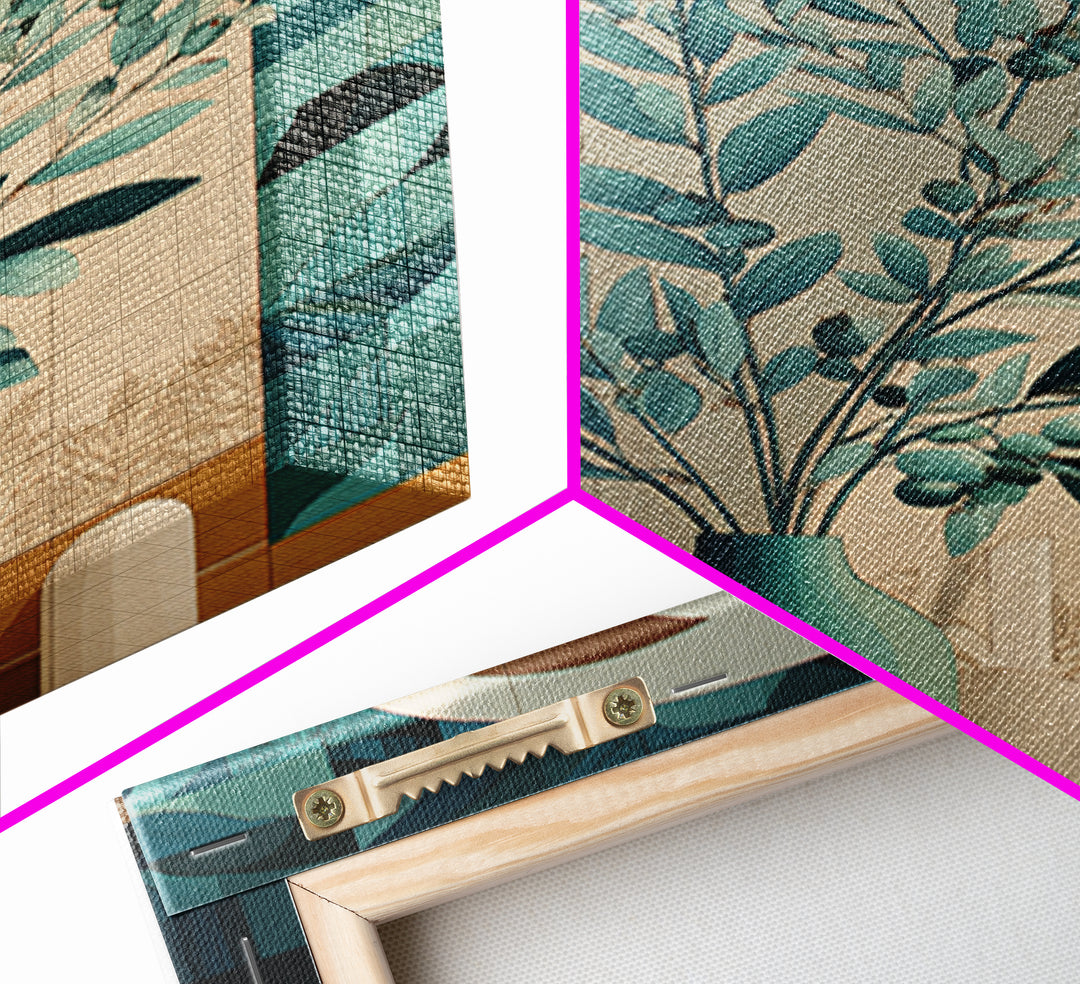 Sage Green Eucalyptus and Crescent Moon Canvas Print, Boho Art, Art, Living Room Decor, Bohemian, Wallart, Art Nouveau, BOH-2x3-7