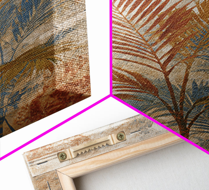 Terracotta Palm Leaves Framed Canvas Print, Boho Art, Wall Art Set, Living Room Decor, Fine Art, Bohemian, Home Decor, BOH-2x3-85