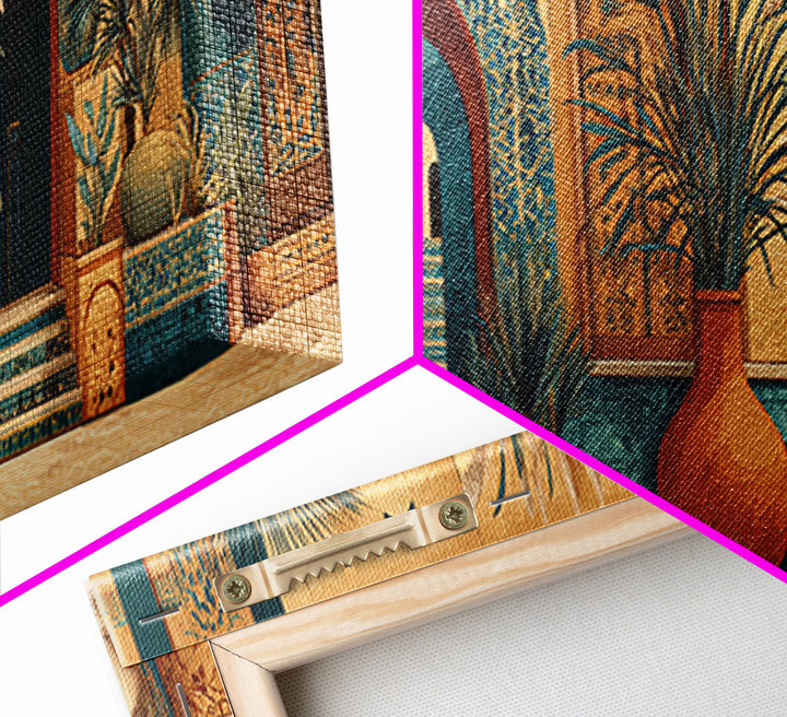 Bohemian Vase with Dried Pampas Grass Framed Canvas Print, Boho Art, Living Room Wall Art, Living Room Decor, Bohemian, BOH-3x1-1
