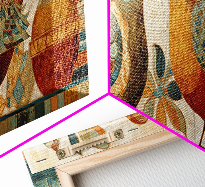 Boho Bird Pair Framed Canvas Print, Boho Art, Boho Decor, Living Room Decor, Fine Art, Bohemian, Textured Painting, BOH-3x1-12