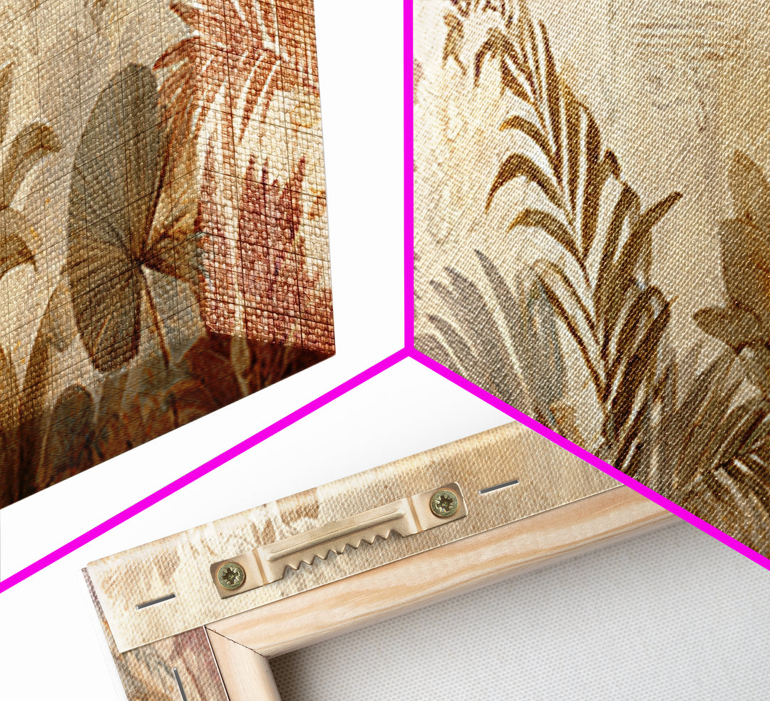Terracotta Palm Leaves Canvas Print, Boho Art, Neutral Decor, Living Room Decor, Fine Art, Bohemian, Wall Decor, Prints, BOH-3x1-21