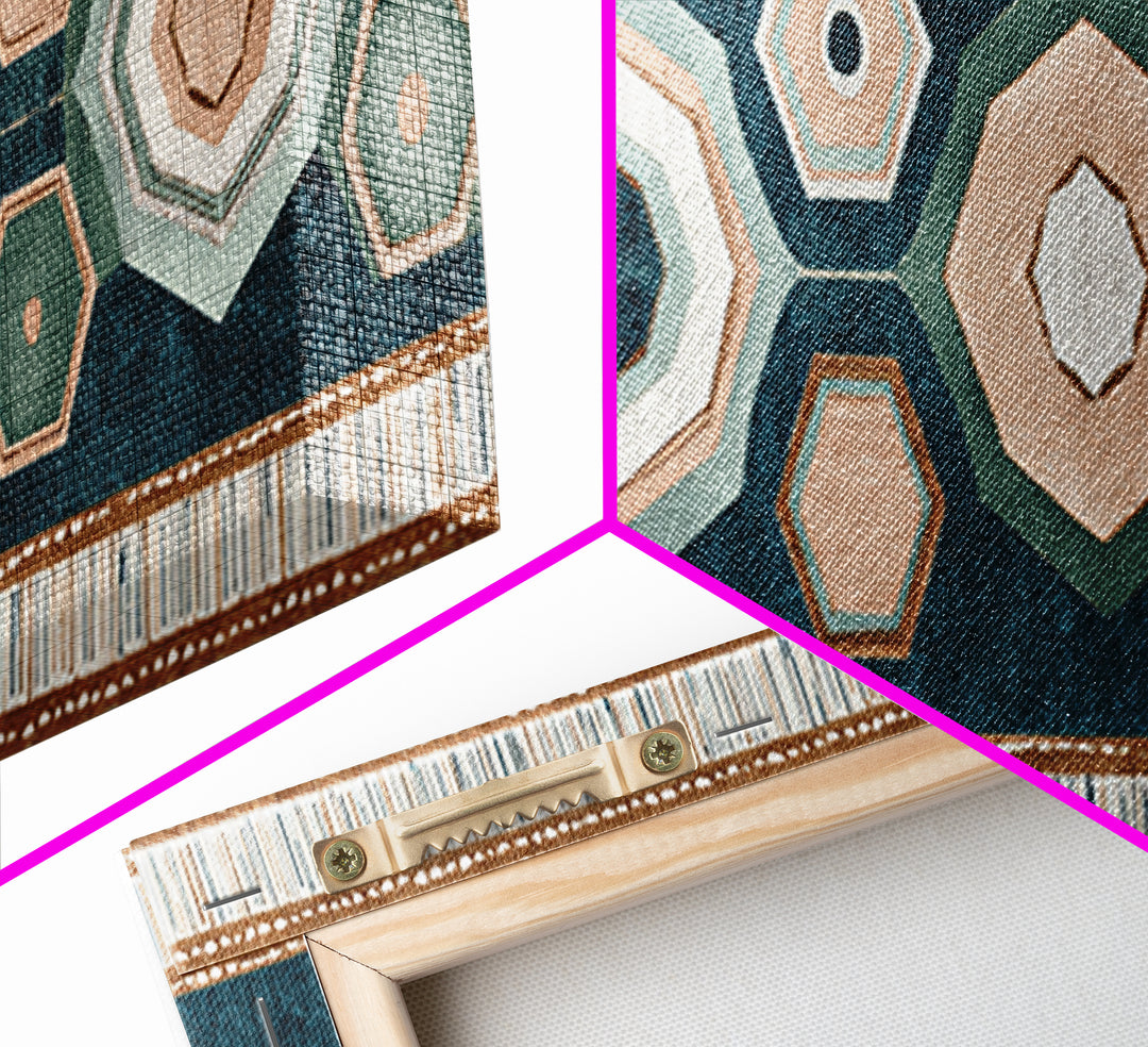 Macrame Geometric Fringe Pattern Framed Canvas Print, Boho Art, Contemporary Art, Living Room Decor, Abstract Art, Bohemian, BOH-3x1-23