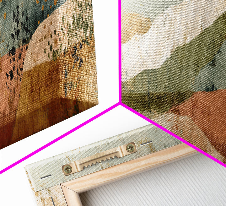 Earth Tone Mountain and River Abstraction Canvas Print, Boho Art, Luxury Decor, Living Room Decor, Fine Art, Bohemian, BOH-3x1-3
