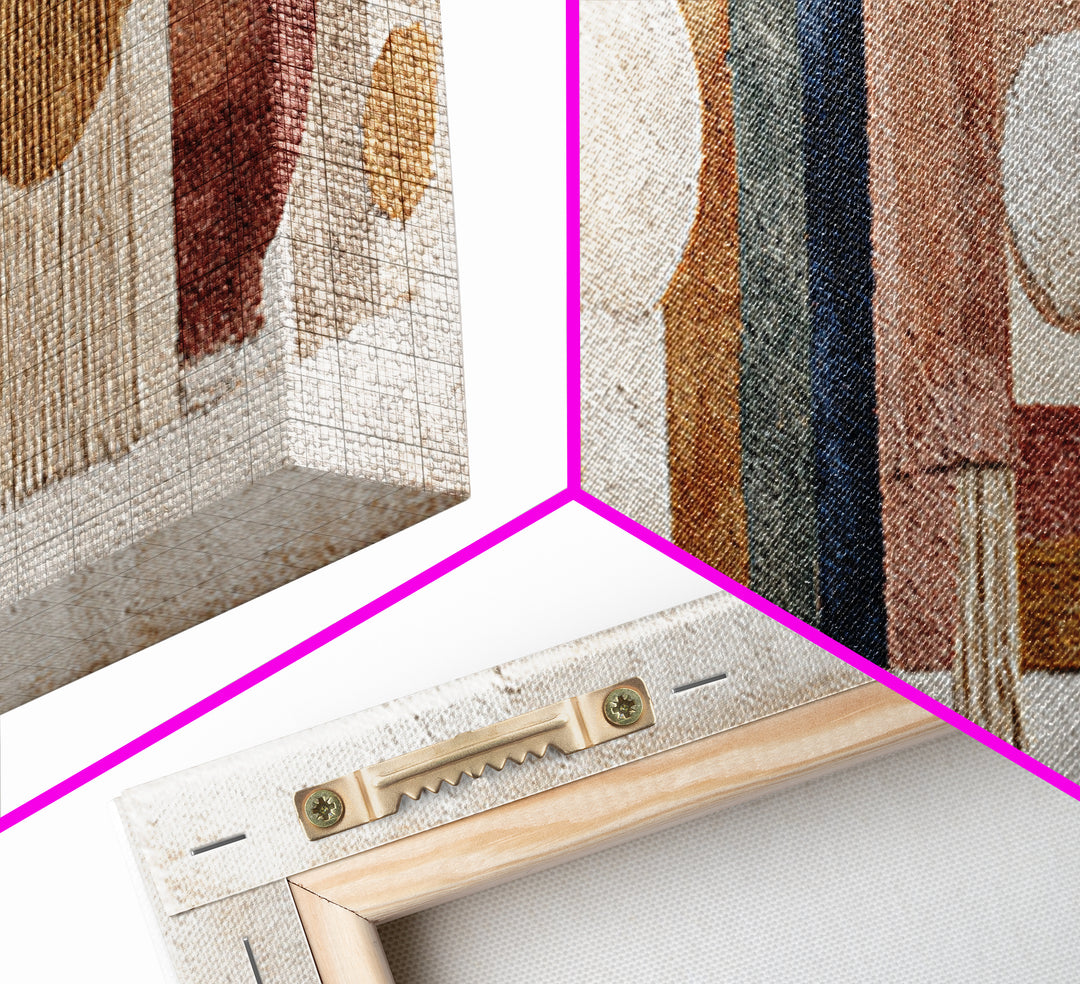 Macrame Geometric Fringe Pattern Framed Canvas Print, Boho Art, Digital Wall Art, Living Room Decor, Fine Art, Bohemian, BOH-3x1-47