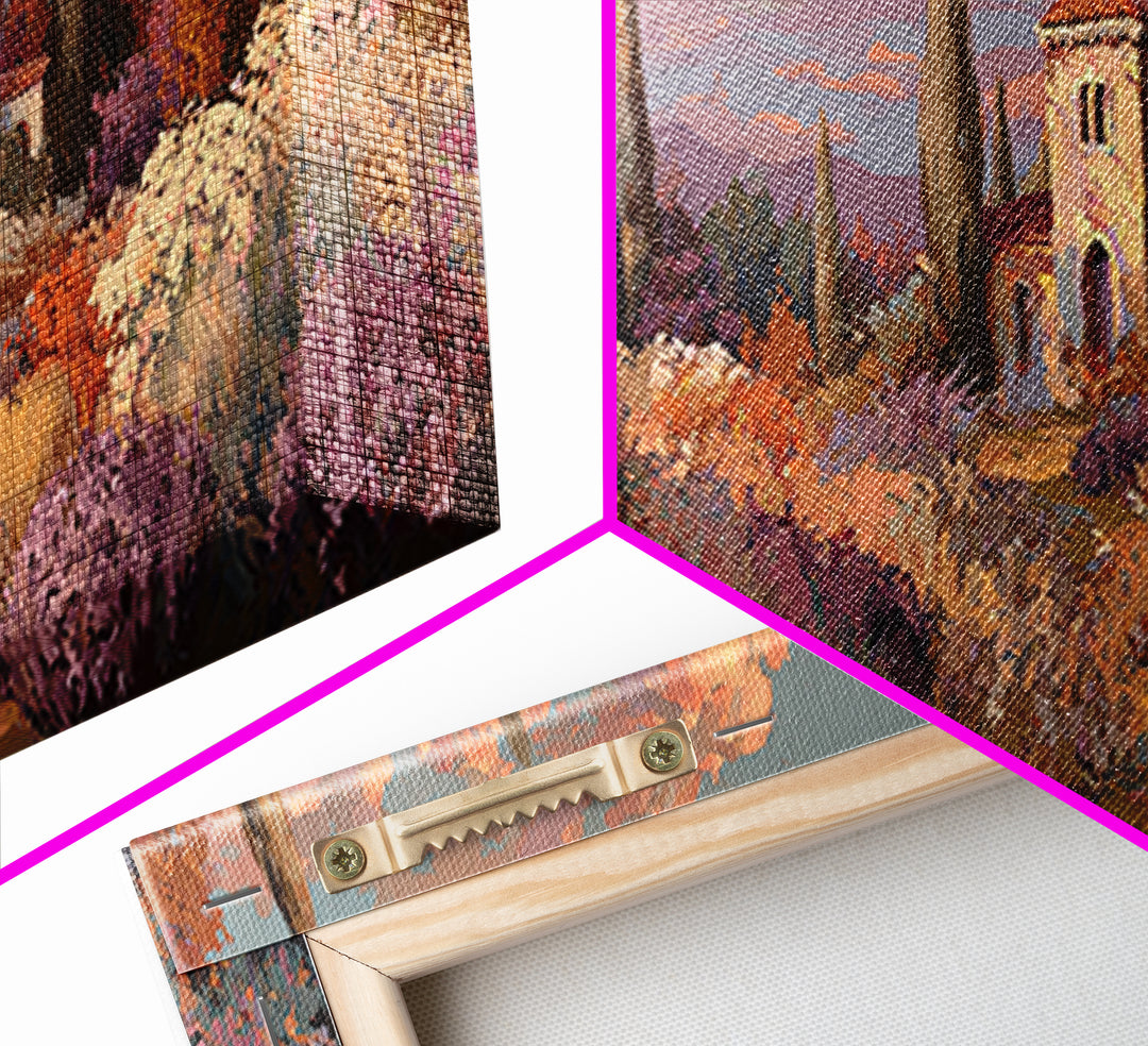 Burnt Orange Floral Field at Sunset Framed Canvas Print, Boho Art, Boho Wall Art, Living Room Decor, Fine Art, Bohemian, BOH-3x1-5