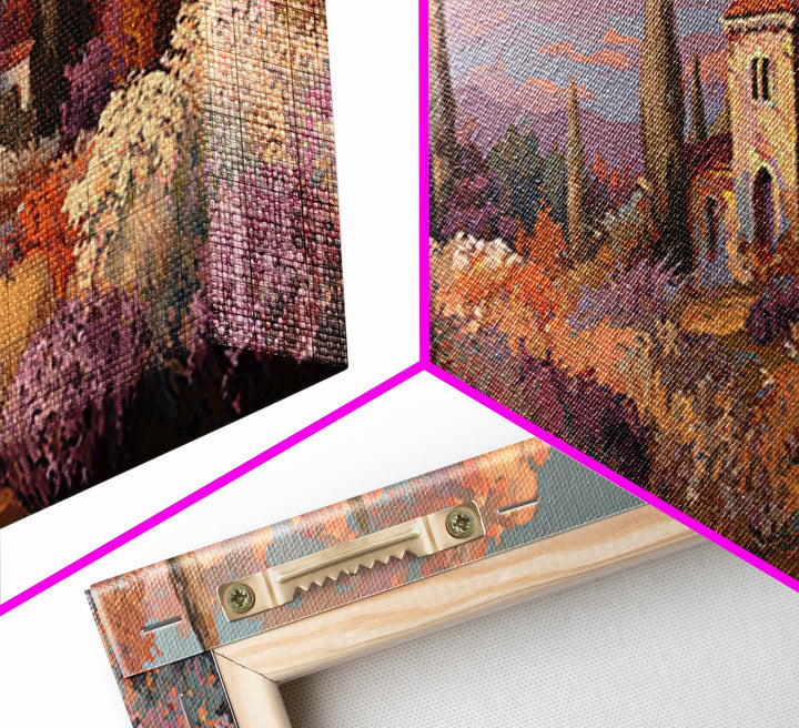 Burnt Orange Floral Field at Sunset Framed Canvas Print, Boho Art, Boho Wall Art, Living Room Decor, Fine Art, Bohemian, BOH-3x1-5