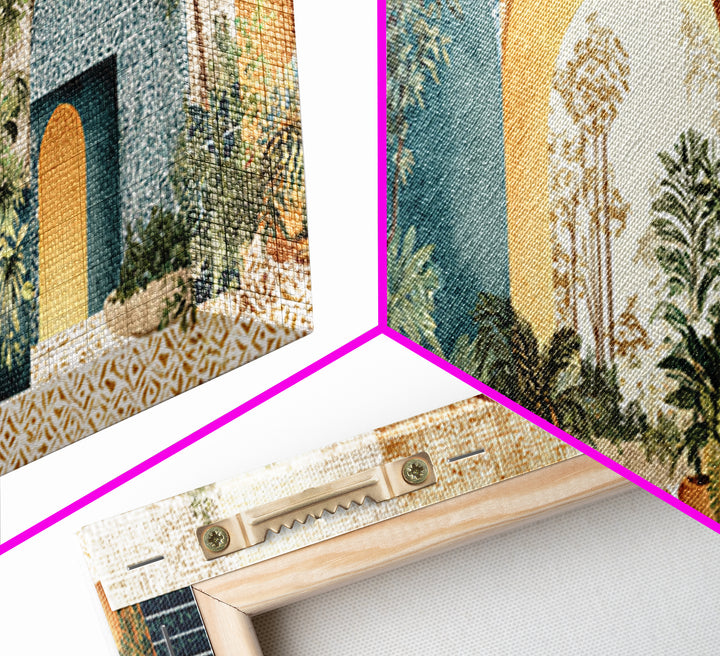 Neutral Rainbow Arches Framed Canvas Print, Boho Art, Art Nouveau, Living Room Decor, Fine Art, Bohemian, Wall Print, BOH-3x1-67
