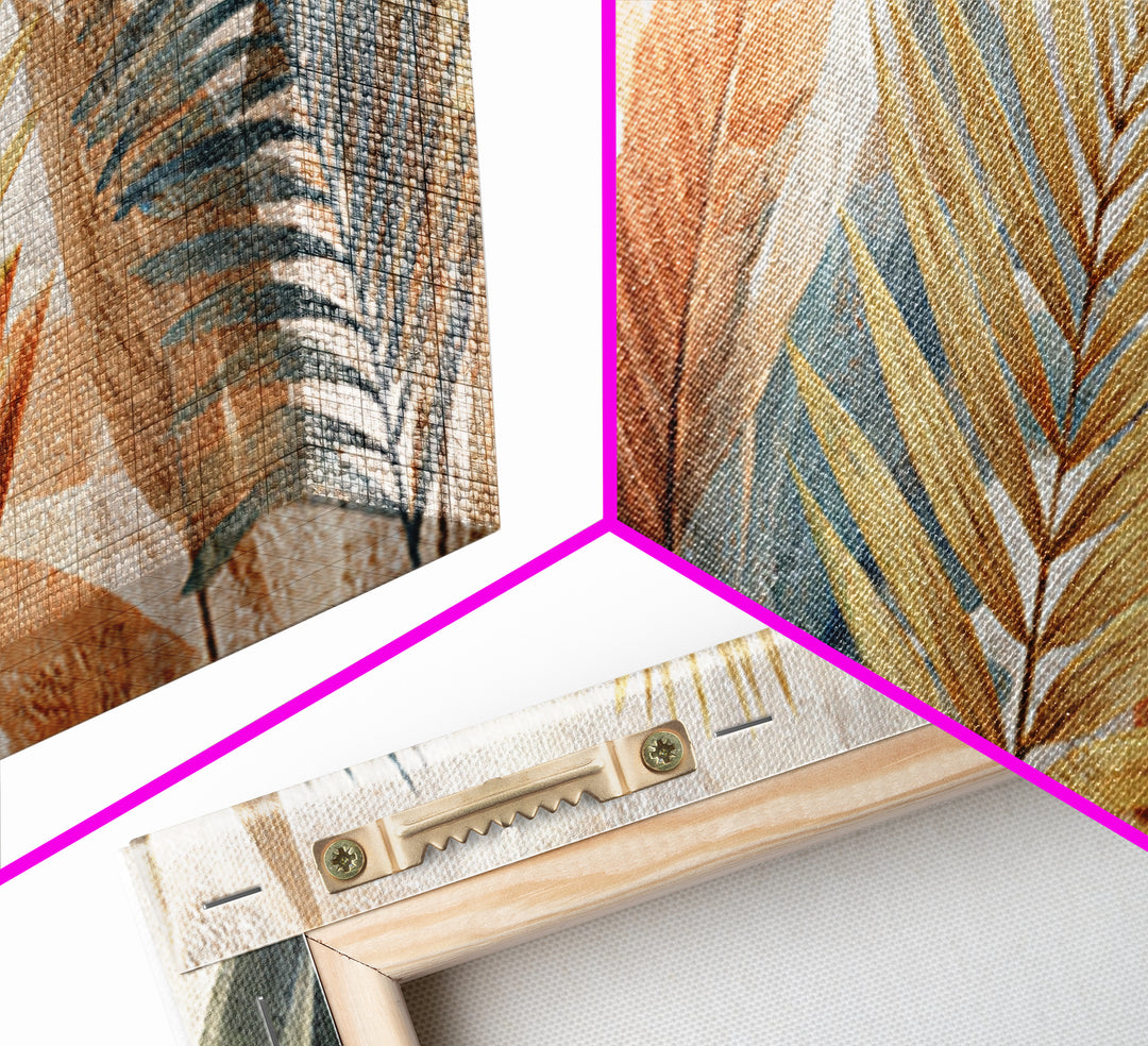Terracotta Palm Leaves Framed Canvas Print, Boho Art, Room Decor, Living Room Decor, Fine Art, Bohemian, Printable, BOH-3x1-69