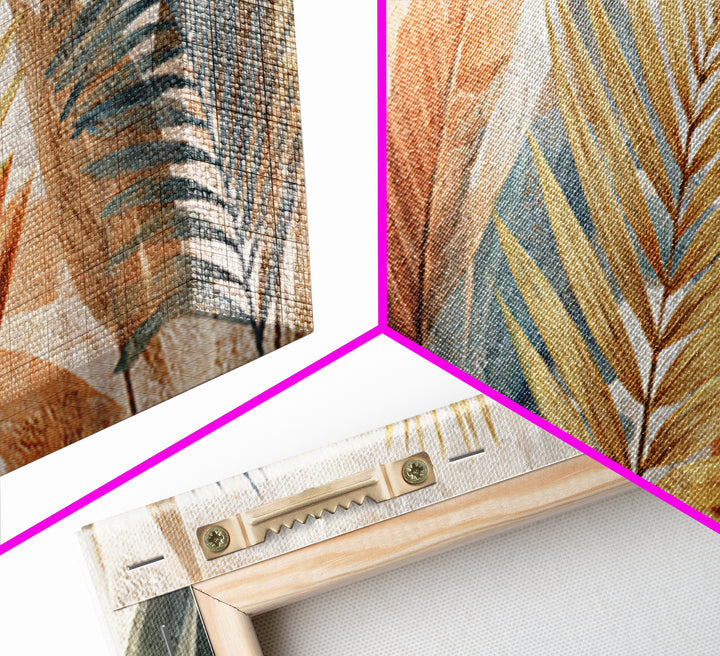 Terracotta Palm Leaves Framed Canvas Print, Boho Art, Room Decor, Living Room Decor, Fine Art, Bohemian, Printable, BOH-3x1-69