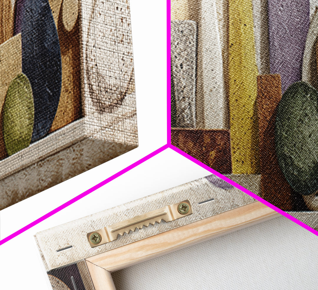 Abstract Clay Shapes Canvas Print, Boho Art, Modern Wall Art, Living Room Decor, Abstract Art, Bohemian, Textured Painting, BOH-3x1-8