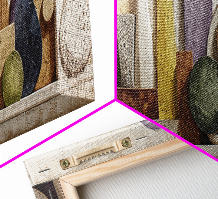 Abstract Clay Shapes Canvas Print, Boho Art, Modern Wall Art, Living Room Decor, Abstract Art, Bohemian, Textured Painting, BOH-3x1-8
