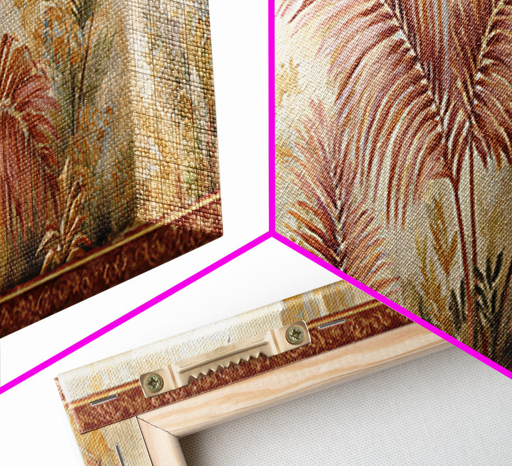 Terracotta Palm Leaves Canvas Print, Boho Art, Home Decor, Living Room Decor, Fine Art, Bohemian, Artwork, Wallart, Art Nouveau, BOH-3x1-93