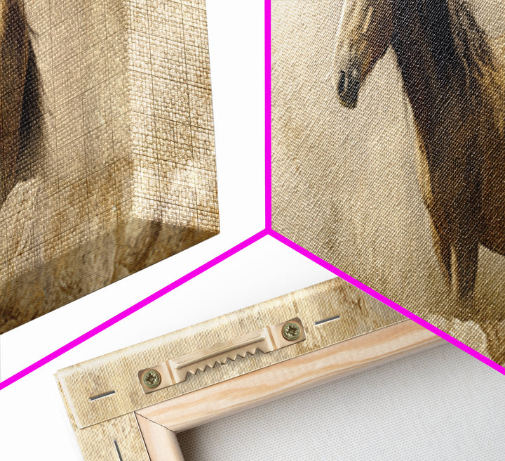 Wild Horse in Dusty Golden Light Canvas Print, Boho Art, Art Prints, Living Room Decor, Fine Art, Bohemian, Canvas Art, BOH-3x1-96