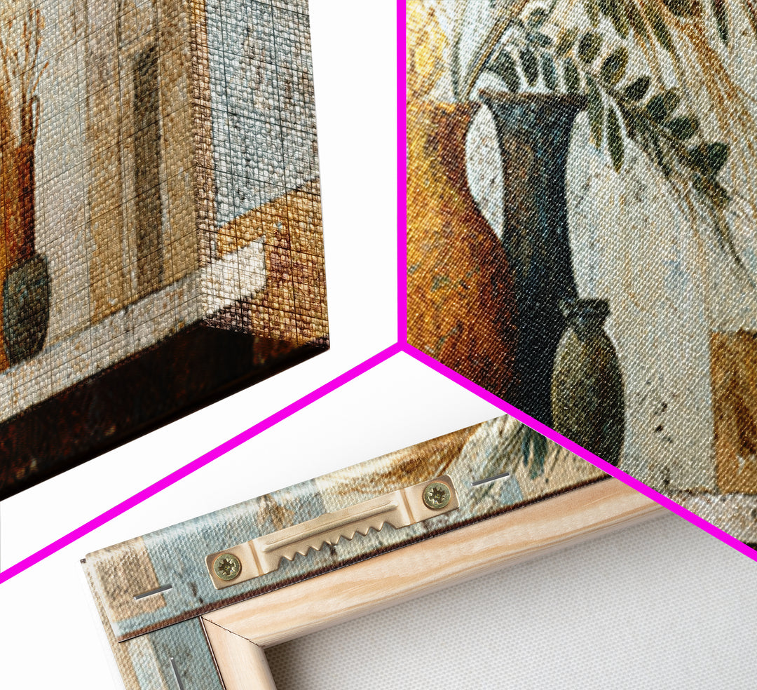 Bohemian Vase with Dried Pampas Grass Canvas Print, Boho Art, Art, Living Room Decor, Watercolor Art, Bohemian, Wallart, BOH-3x1-97