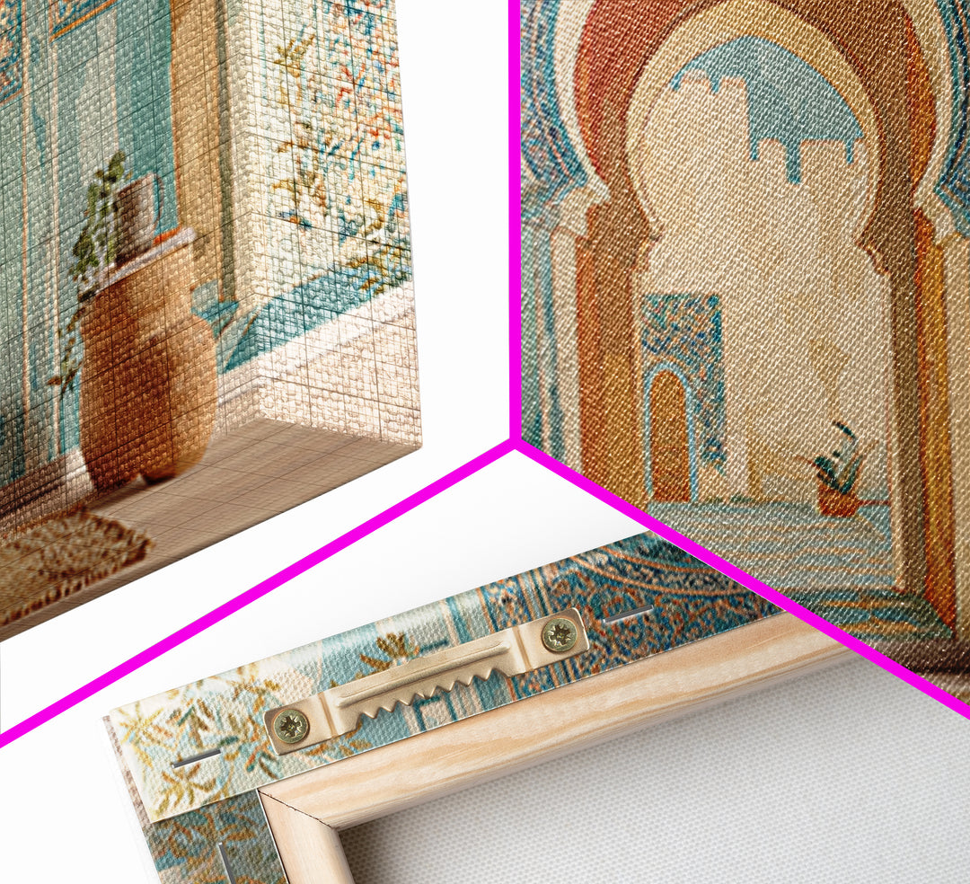 Hand Painted Moroccan Arch Framed Canvas Print, Boho Art, Room Decor, Living Room Decor, Fine Art, Bohemian, Printable, BOH-3x2-23