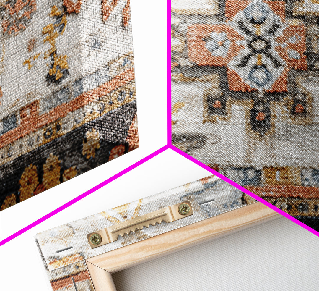 Tribal Neutral Pattern Framed Canvas Print, Boho Art, Gallery Decor, Living Room Decor, Fine Art, Bohemian, Home Decor, BOH-3x2-90