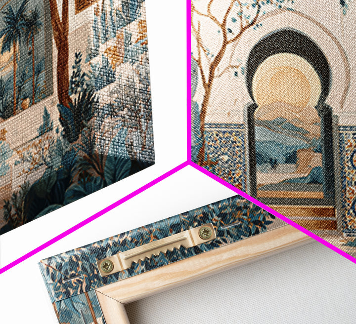 Hand Painted Moroccan Arch Framed Canvas Print, Boho Art, Boho Wall Art, Living Room Decor, Bohemian, Statement Artwork, BOH-3x2-95