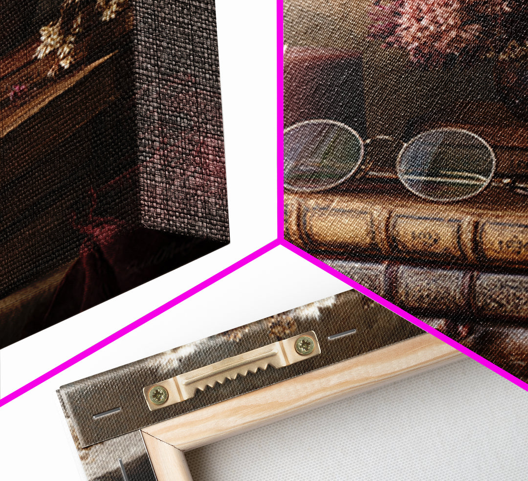 Dark Academia Candle and Book Still Life Canvas Print, Bookstore Art, Feminine Wall Art, Bookstore Decor, Literary, Art Print, BOO-1x1-34