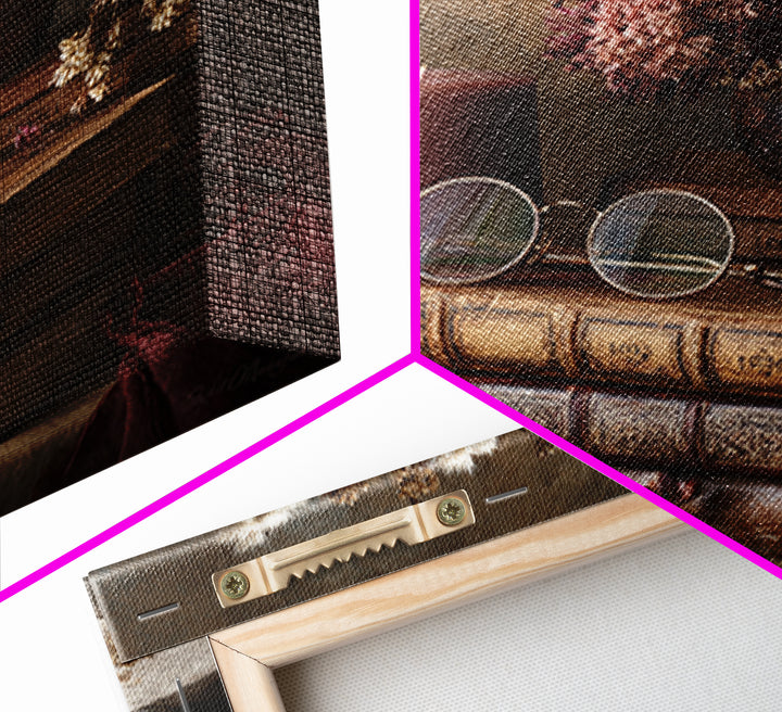 Dark Academia Candle and Book Still Life Canvas Print, Bookstore Art, Feminine Wall Art, Bookstore Decor, Literary, Art Print, BOO-1x1-34